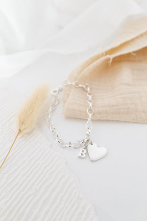 Chunky Silver Heart Bracelet