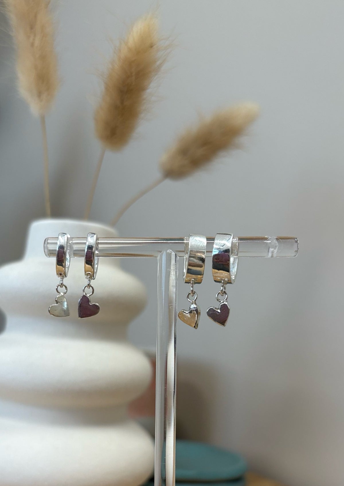 Sterling silver heart hoops