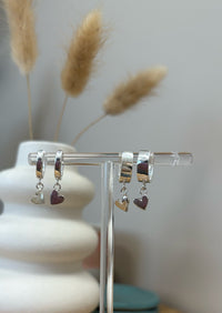 Sterling silver heart hoops