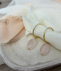 Rose Quartz Charm Hoops