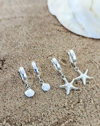 Sterling silver shell hoops