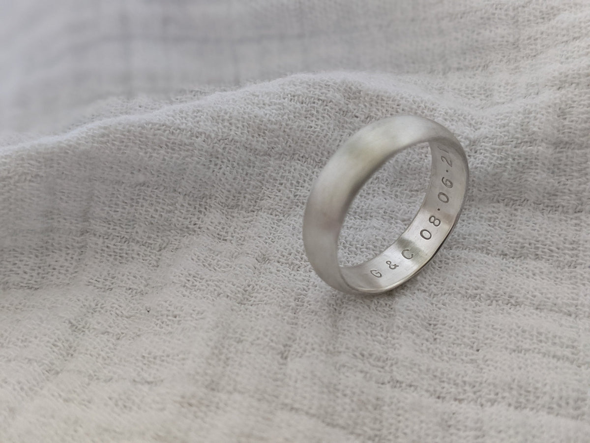 6mm Silver D Shape Message Ring