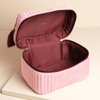 Lisa Angel - Pale Pink and Red Velvet Bow Vanity Makeup Bag