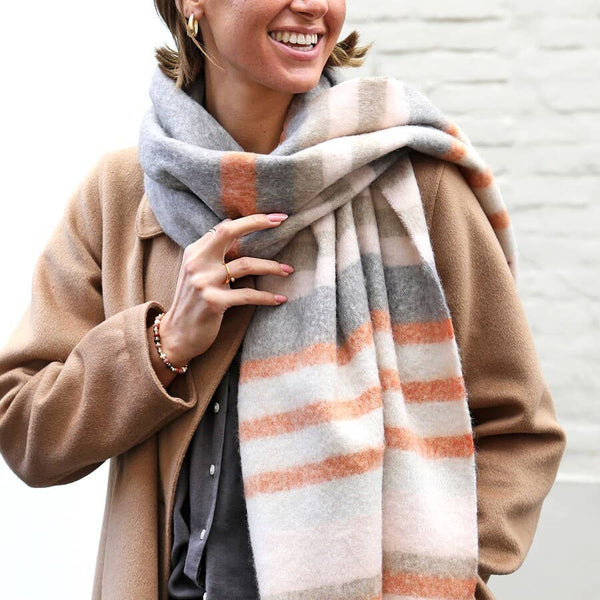 Lisa Angel - Terracotta Stripe Winter Scarf
