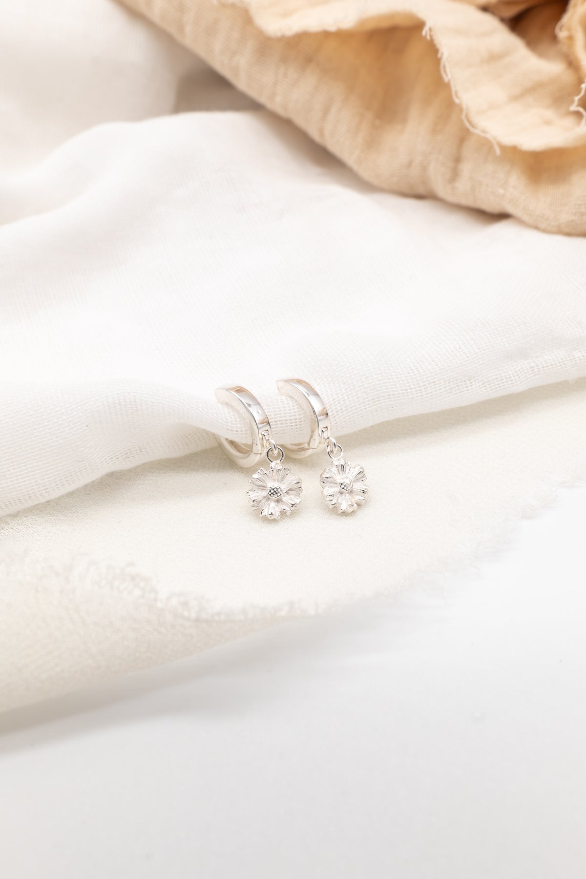Sterling silver Daisy hoops