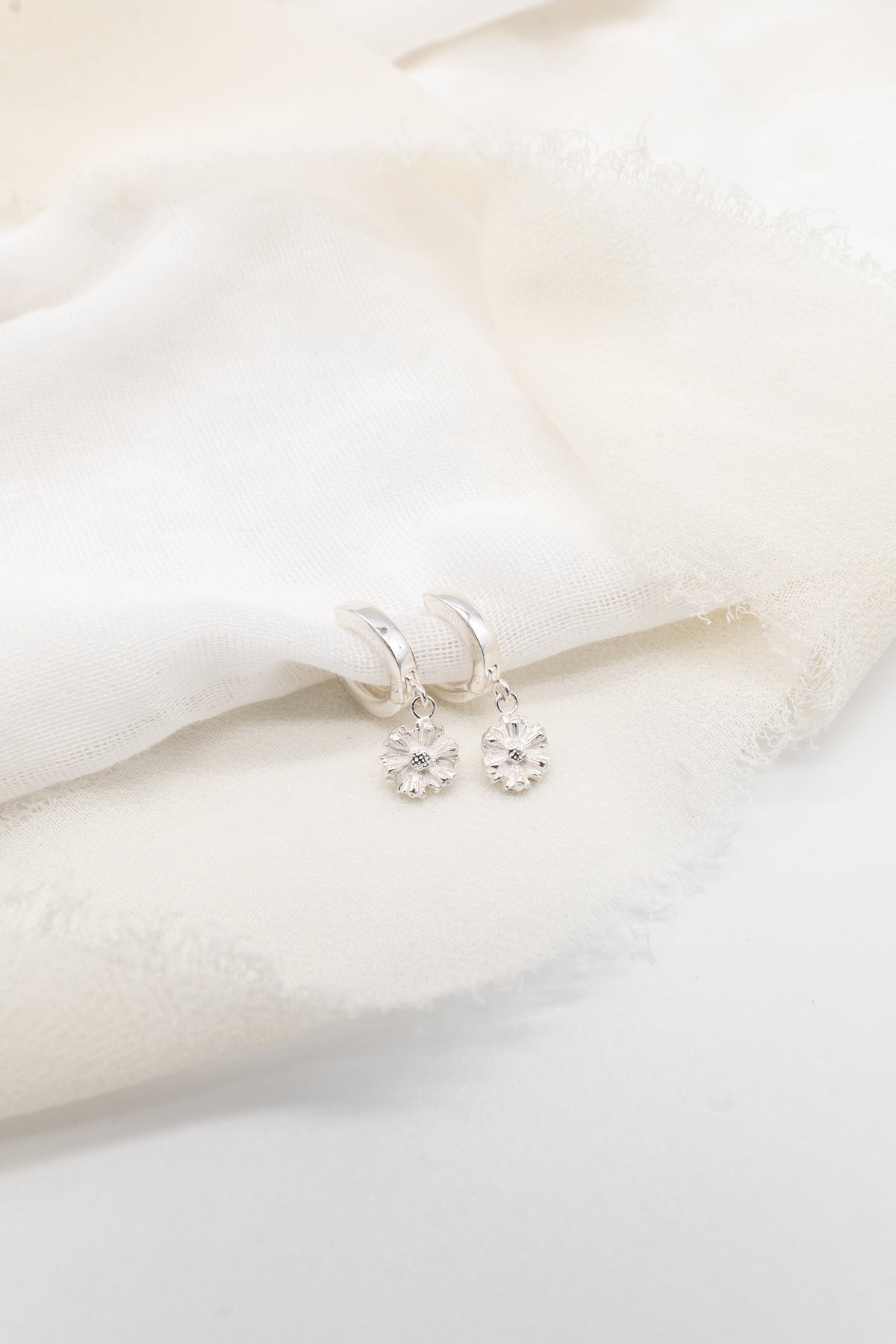 Sterling silver Daisy hoops