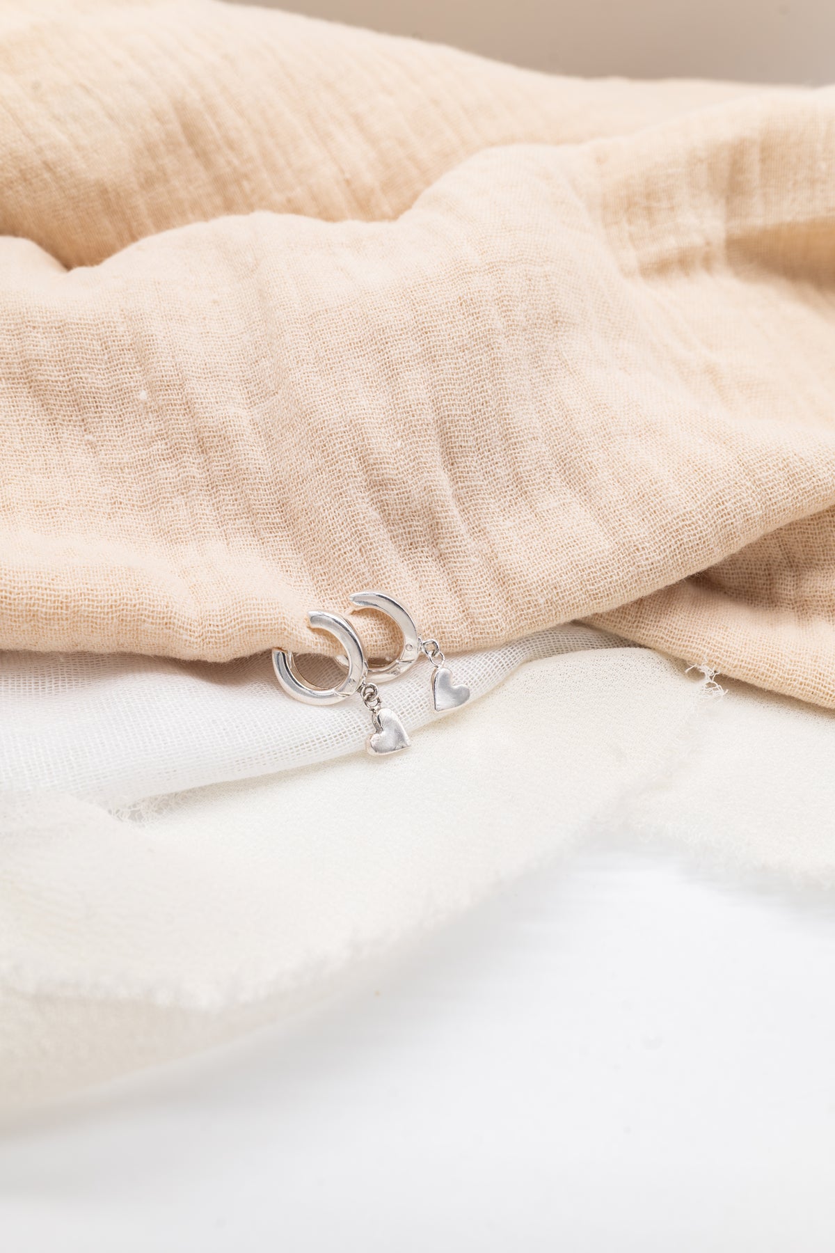 Sterling silver Heart hoops