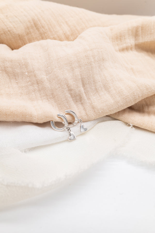 Sterling silver Heart hoops