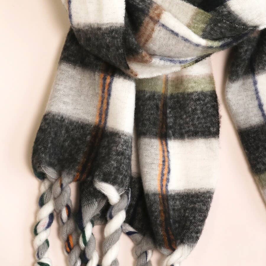 Lisa Angel - Charcoal Tartan Winter Scarf