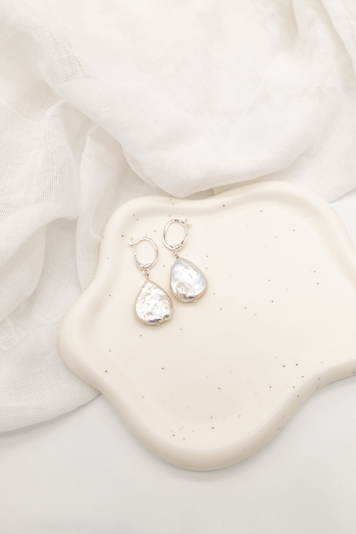 Sterling Silver Baroque Pearl Drop Earrings
