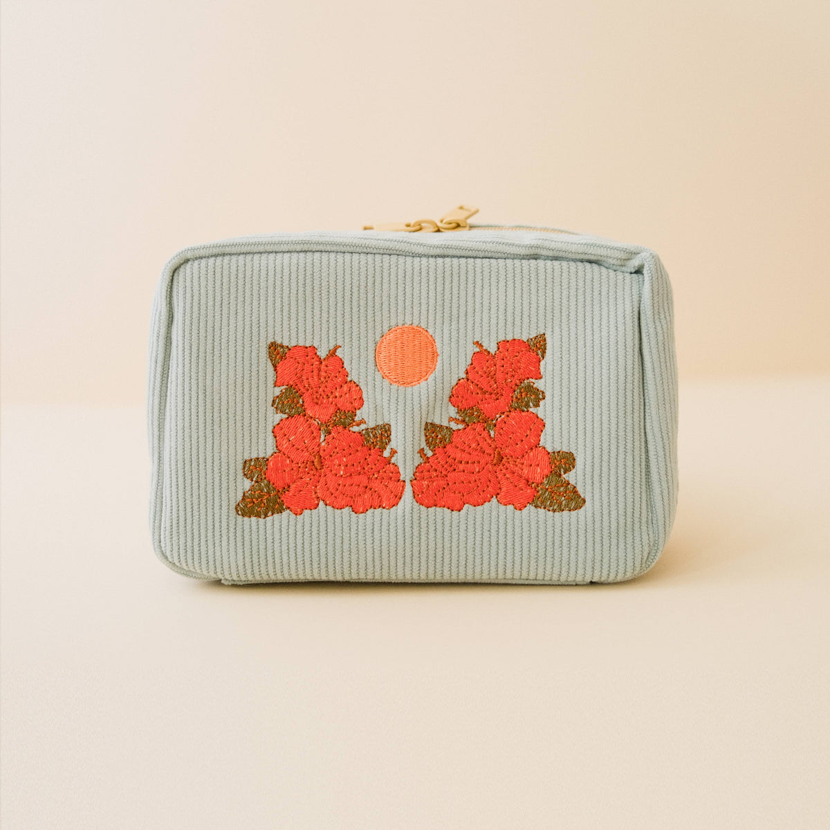 cai & jo - Corduroy Makeup Bag in Sky Blue