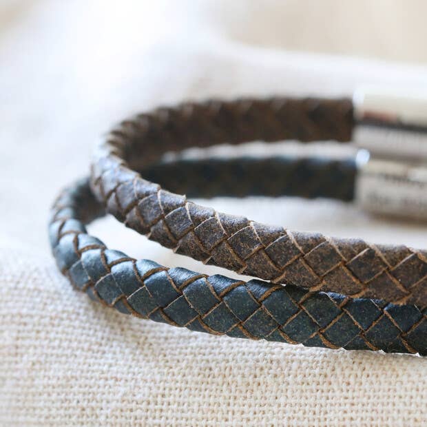 Lisa Angel - Antiqued Woven Leather Bracelet - Brown S/M