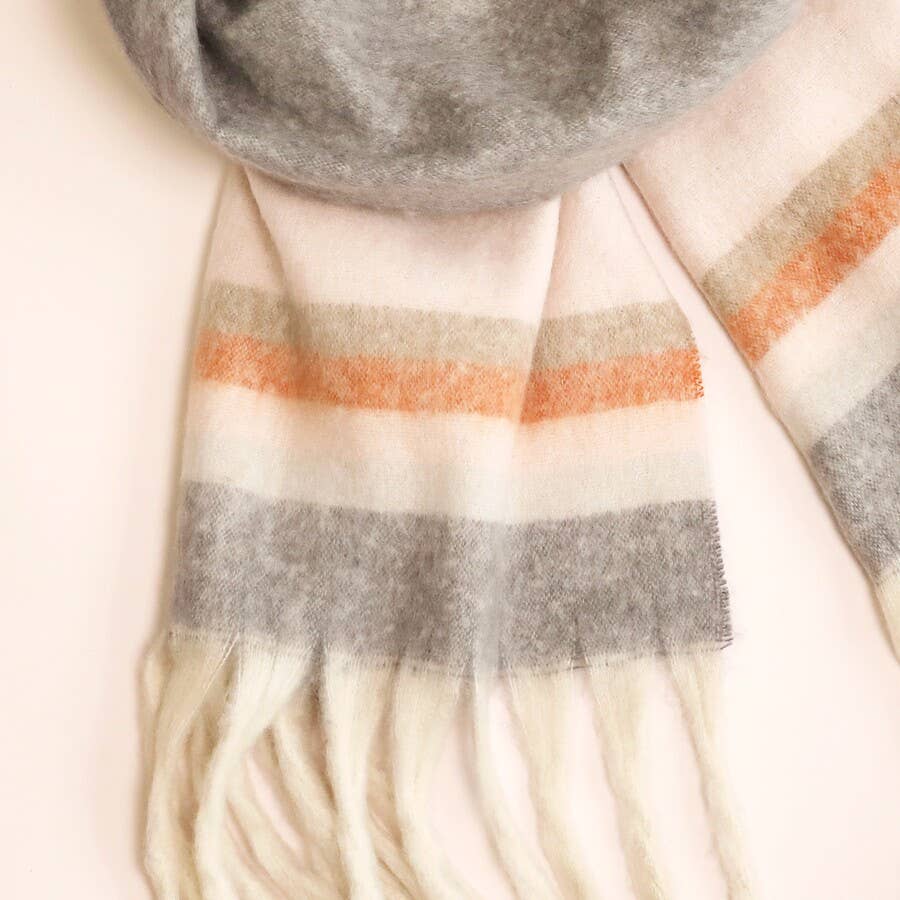 Lisa Angel - Terracotta Stripe Winter Scarf