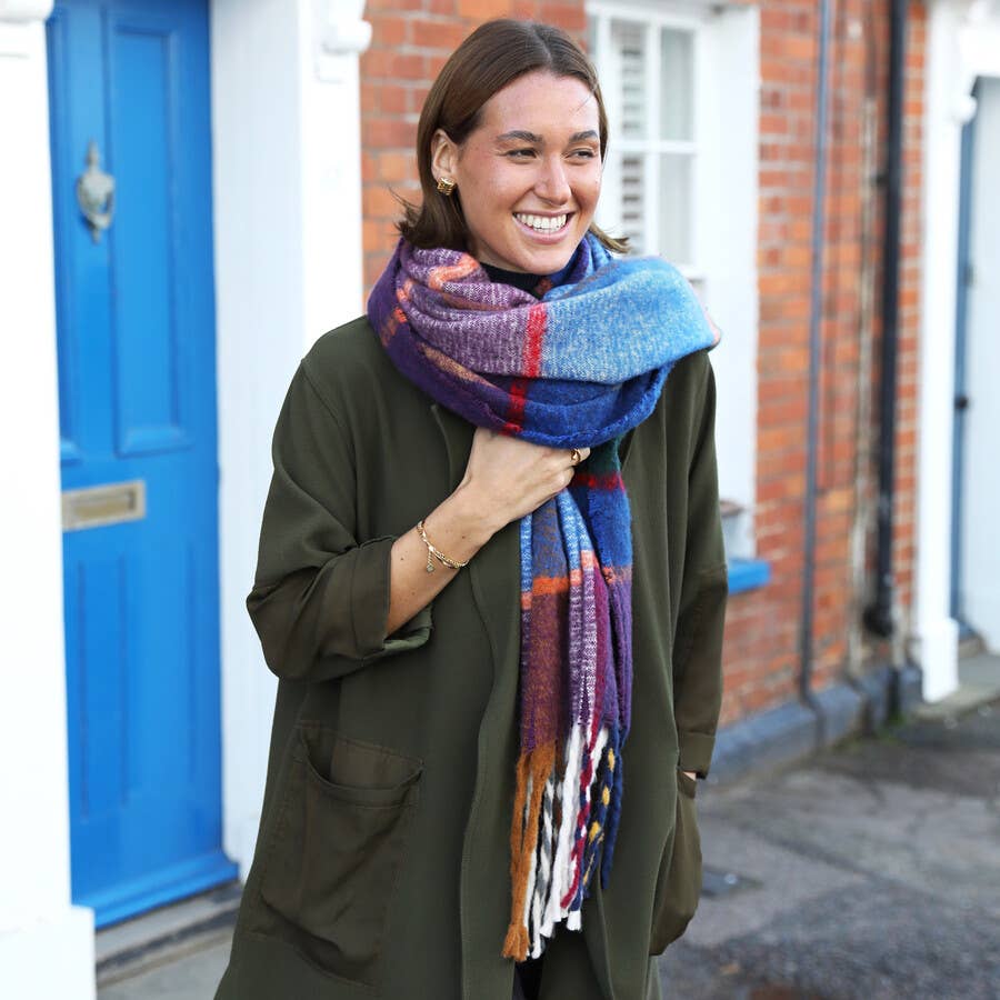 Lisa Angel - Multi Colour Tartan Check Winter Scarf