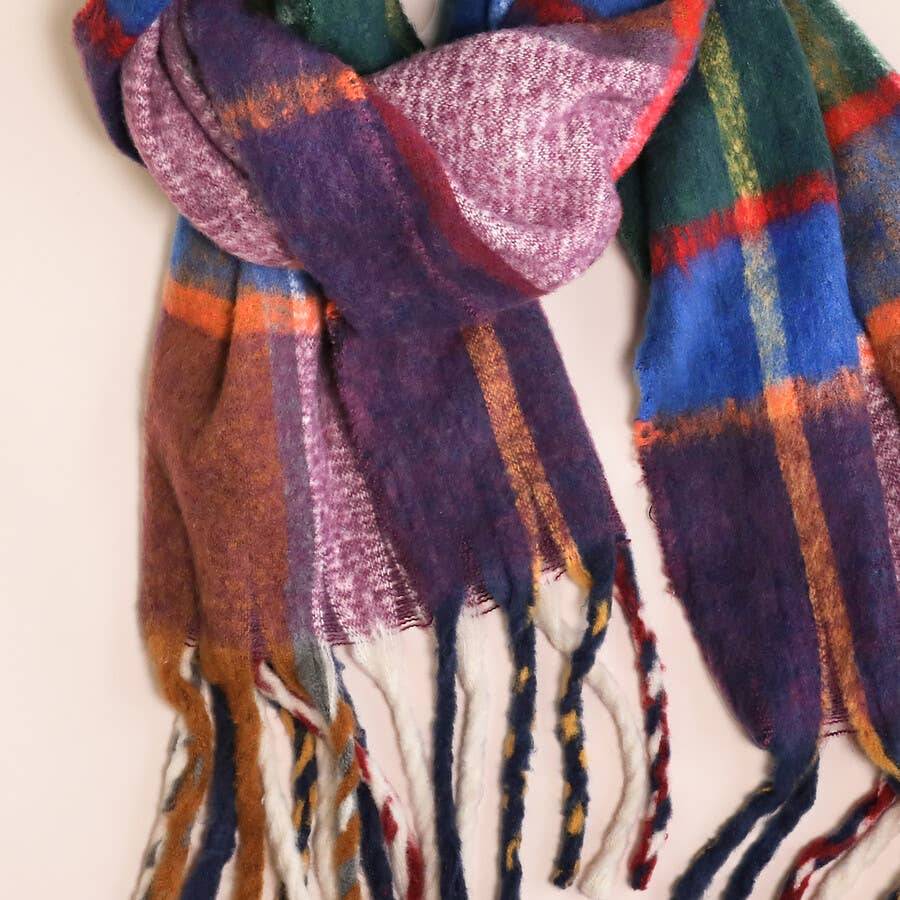 Lisa Angel - Multi Colour Tartan Check Winter Scarf