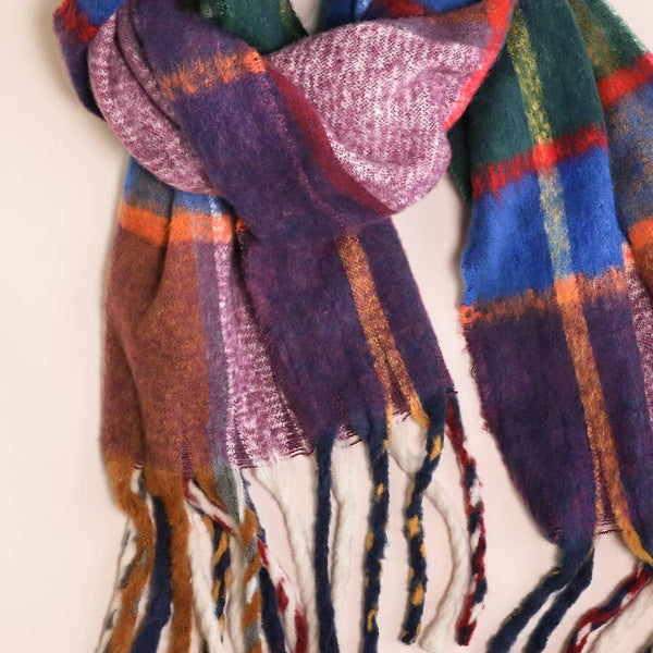 Lisa Angel - Multi Colour Tartan Check Winter Scarf