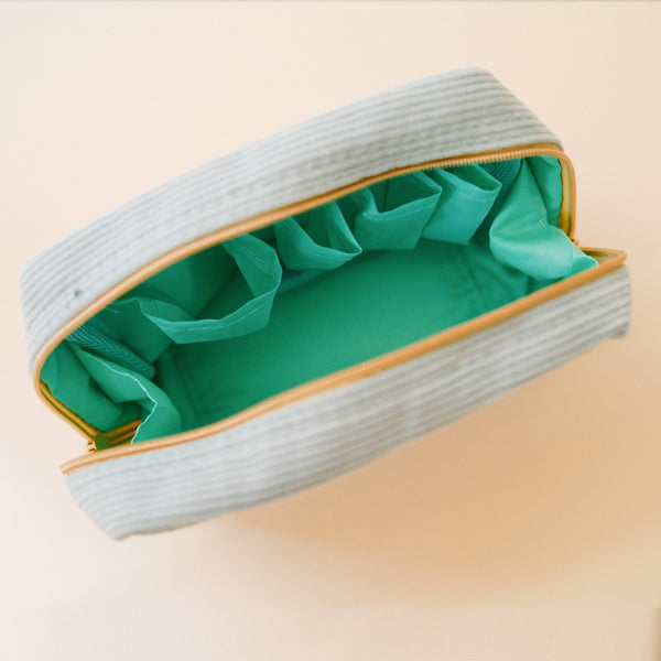 cai & jo - Corduroy Makeup Bag in Sky Blue
