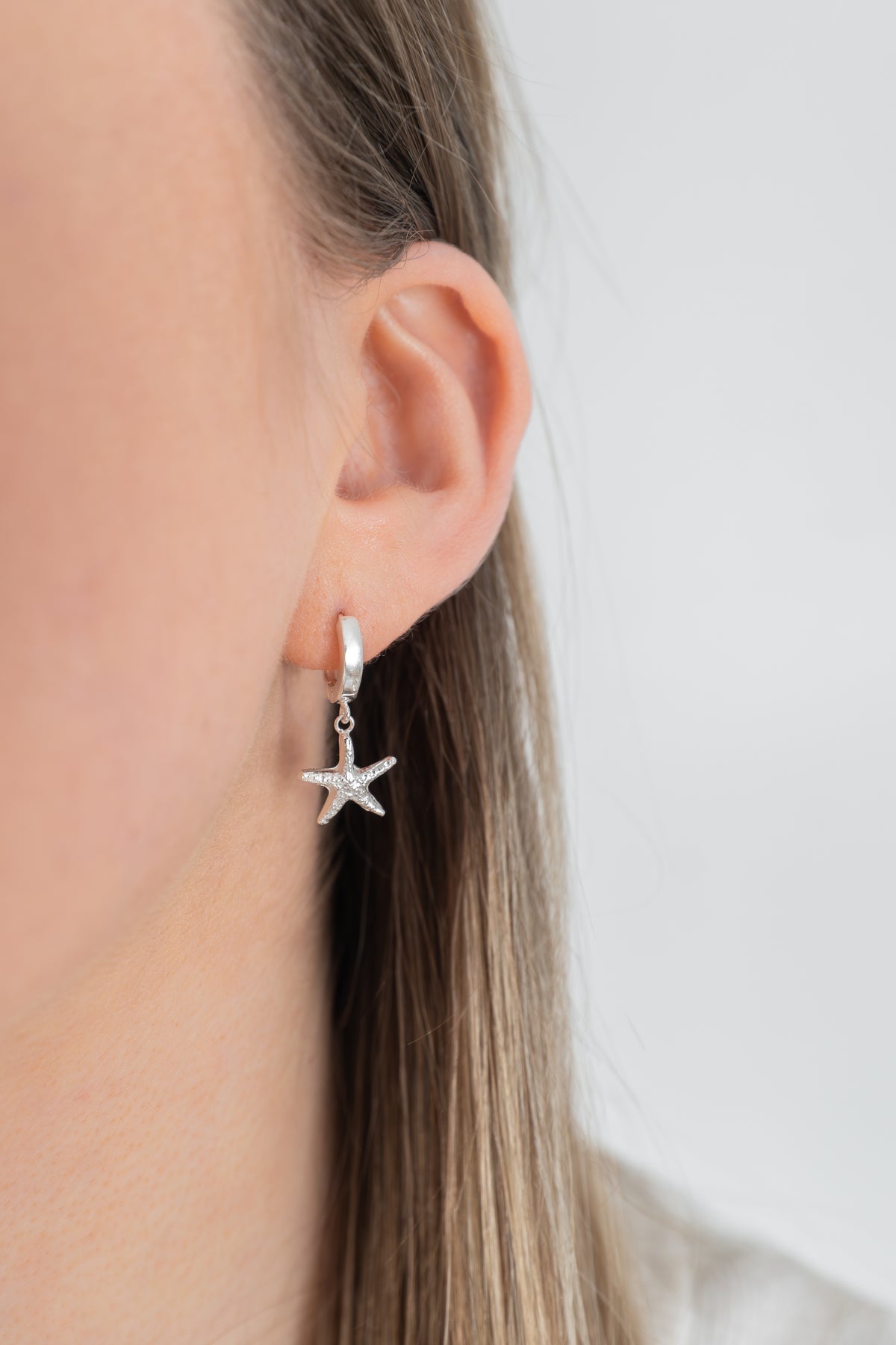 Sterling silver starfish hoops