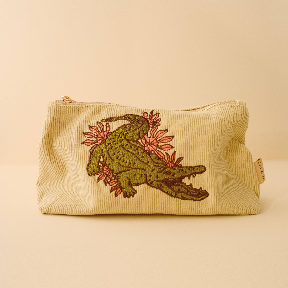 cai & jo - Medium Corduroy Pouch in Pale Sage
