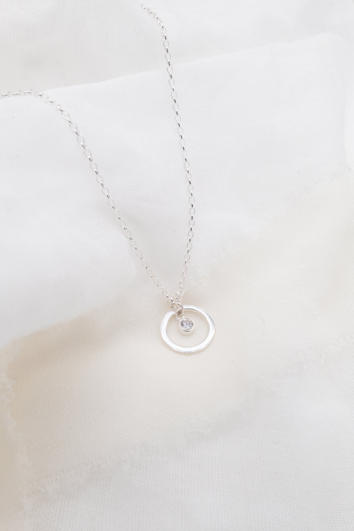 Personalised Silver Birthstone Halo Necklace