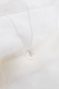 Personalised Silver Birthstone Halo Necklace