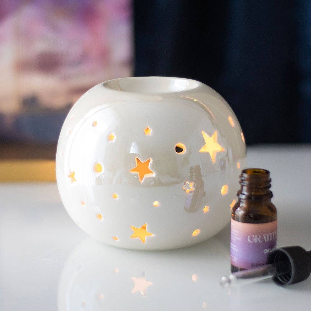 Something Different Wholesale - White Iridescent Star Oil Burner and Wax Warmer