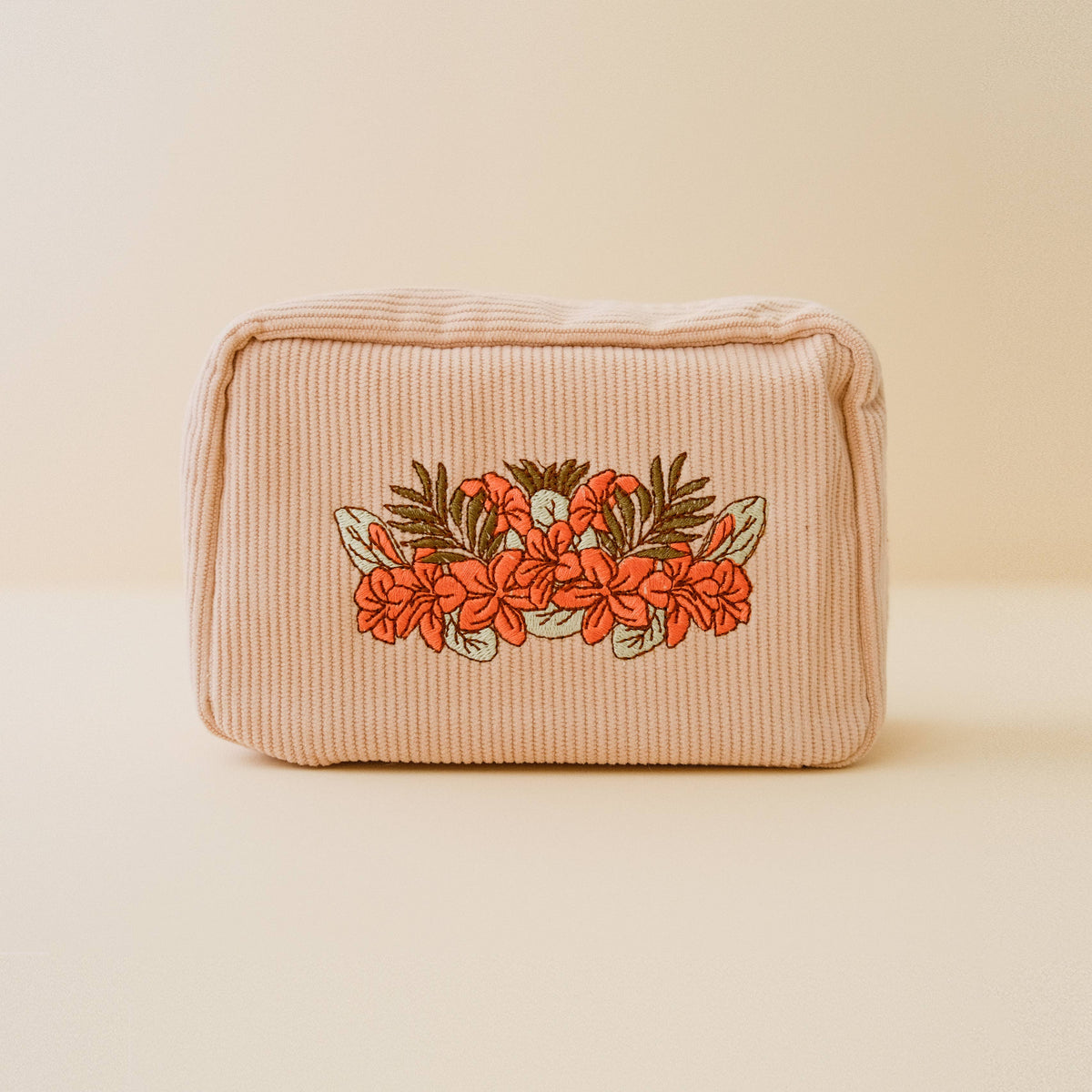 cai & jo - Corduroy Makeup Bag in White Sand