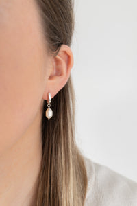 Sterling silver Pearl Huggy Hoops