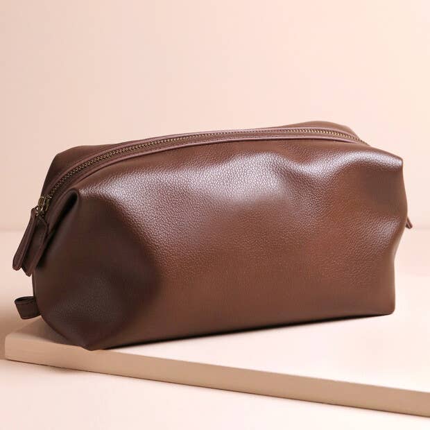 Lisa Angel - Brown Vegan Leather Washbag