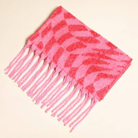 Lisa Angel - Pink and Red Wavy Checkerboard Winter Scarf
