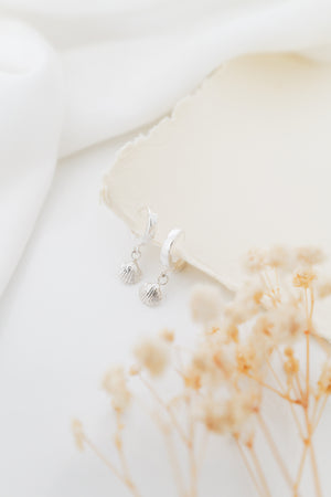 Sterling silver shell hoops