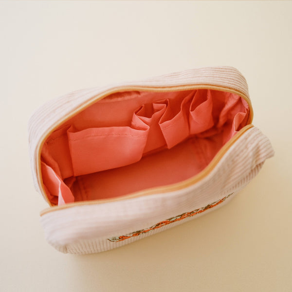 cai & jo - Corduroy Makeup Bag in White Sand