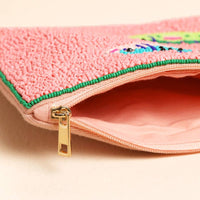 Lisa Angel - Large Pink Beaded Fish Pouch