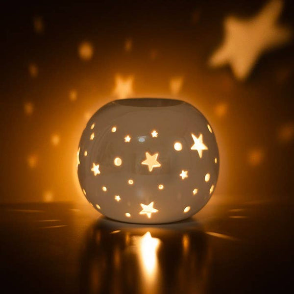 Something Different Wholesale - White Iridescent Star Oil Burner and Wax Warmer