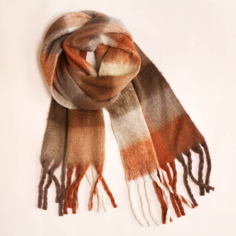 Lisa Angel - Brown Check Winter Scarf