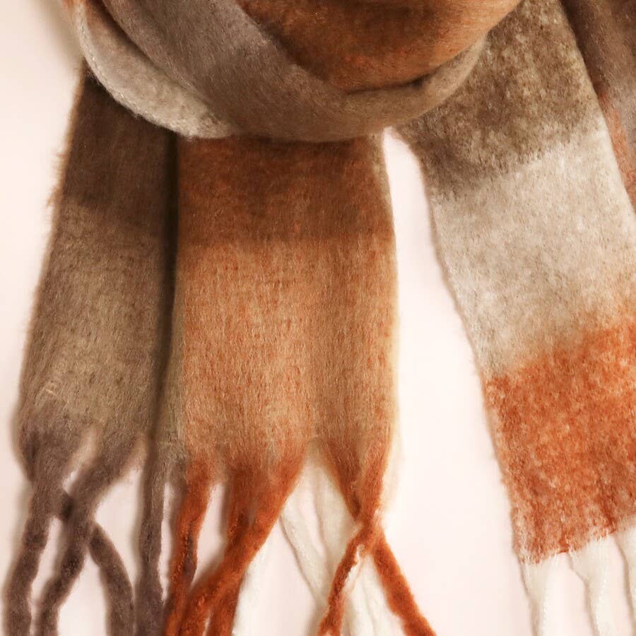 Lisa Angel - Brown Check Winter Scarf