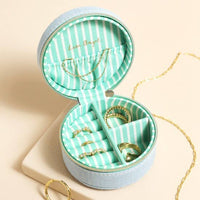 Lisa Angel - Souvenir Mini Round Jewellery Case in Sky Blue