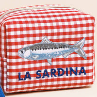 Lisa Angel (US Duties Paid) - Red and White Gingham Fish Embroidery Pouch