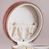 Lisa Angel - Rose Pink Velvet Round Travel Jewellery Case