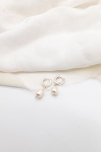 Sterling silver Pearl Huggy Hoops