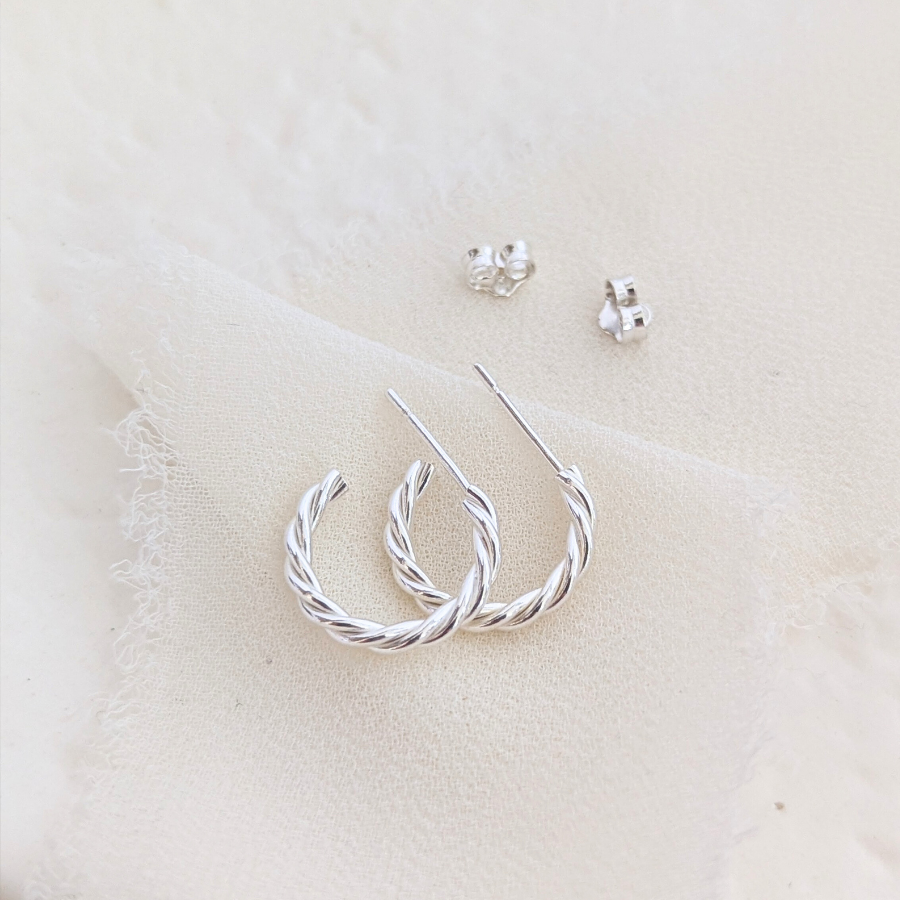Sterling Silver Twisted Hoop Earrings