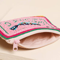 Lisa Angel - Beaded Pink Sardines Small Pouch