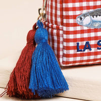 Lisa Angel (US Duties Paid) - Red and White Gingham Fish Embroidery Pouch
