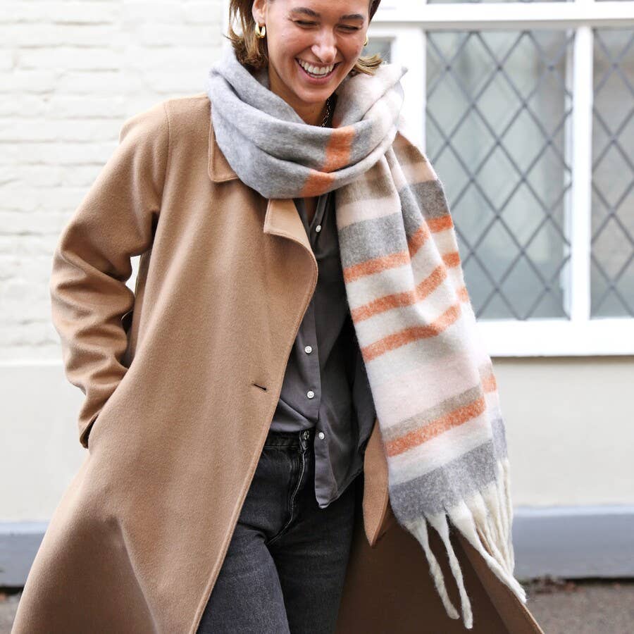 Lisa Angel - Terracotta Stripe Winter Scarf