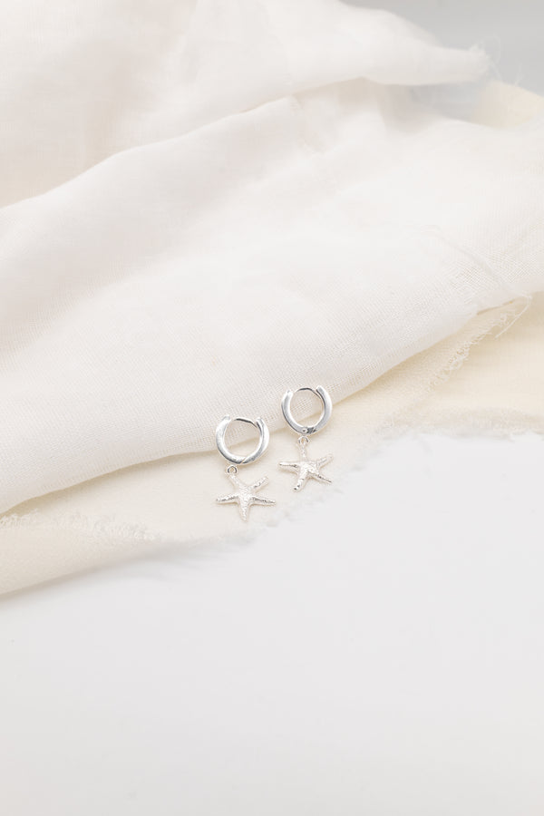 Sterling silver starfish hoops
