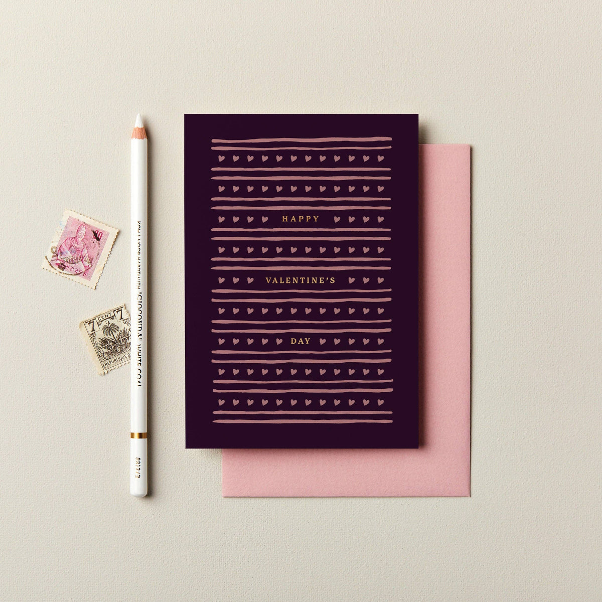 Ink & Bloom - Hearts Happy Valentine's Day Foiled Card | Modern Love Card