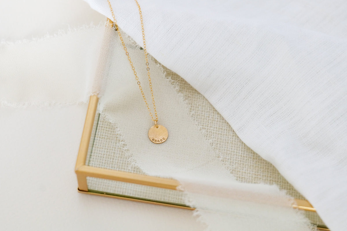 Hammered 14ct Gold Filled Disc Necklace