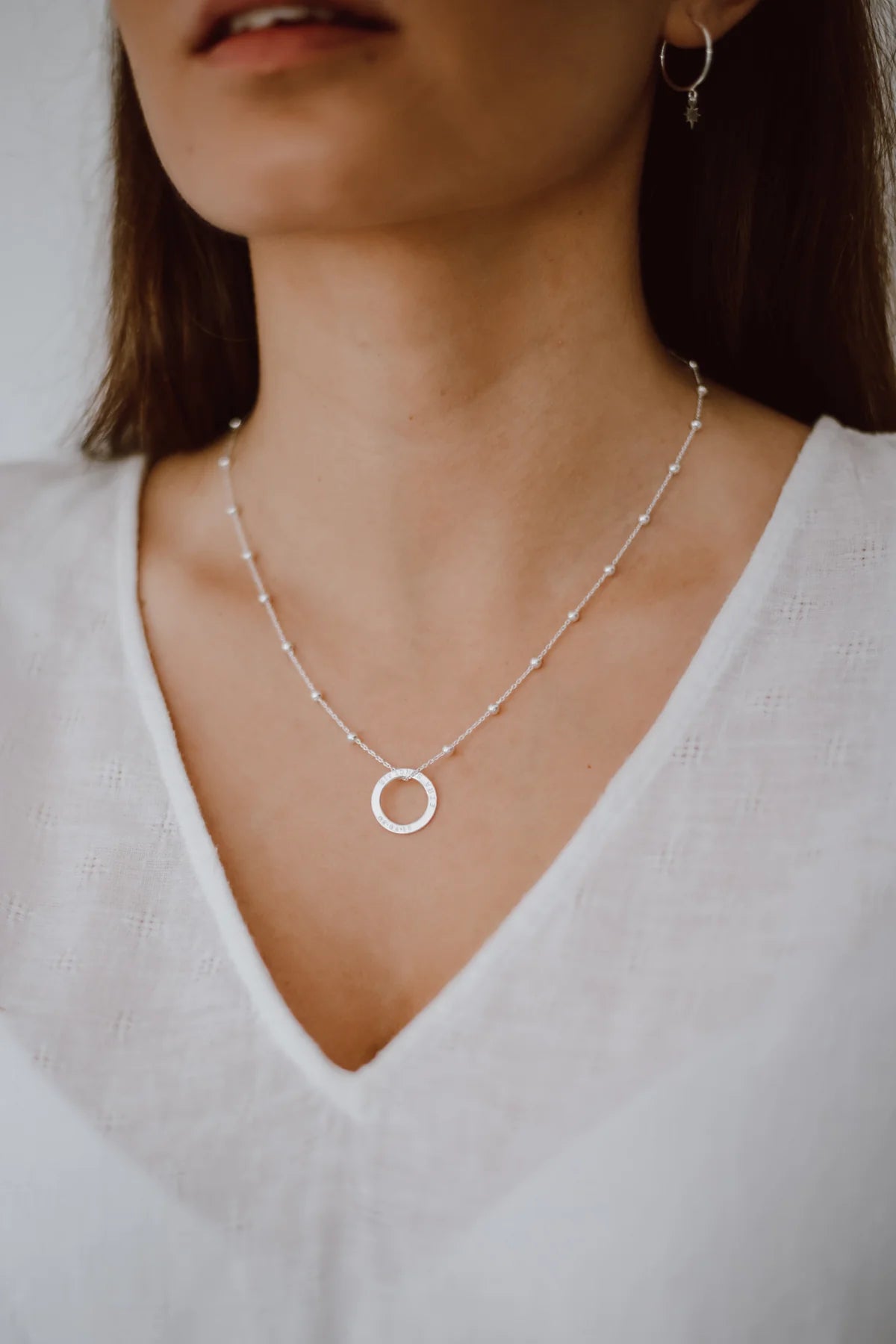 Personalised Silver Birthstone Halo Necklace