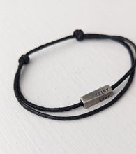 Load image into Gallery viewer, Personalised Square Silver Cord Bracelet