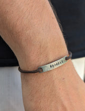 Load image into Gallery viewer, Personalised Silver Bar Cord Bracelet